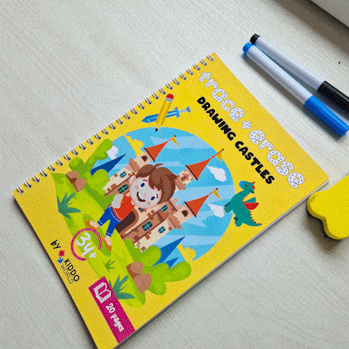 Drawing Castles - Write & Wipe Workbook for Exploring Shapes and Patterns (Ages 3+)