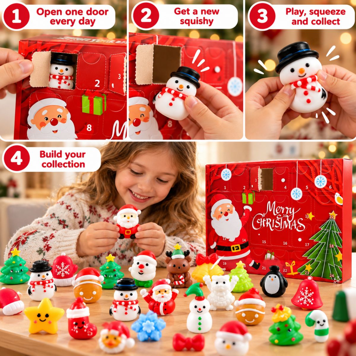 Christmas Squishy Advent Calendar – 24 Mystery Squishy Toys (3+ Years)