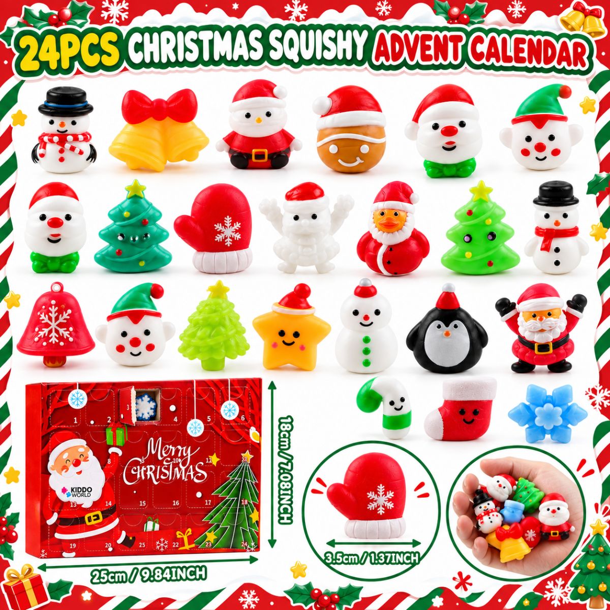 Christmas Squishy Advent Calendar – 24 Mystery Squishy Toys (3+ Years)