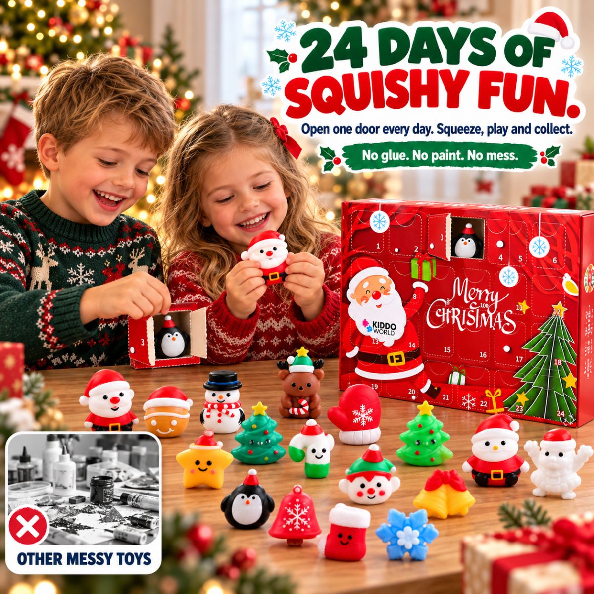 Christmas Squishy Advent Calendar – 24 Mystery Squishy Toys (3+ Years)