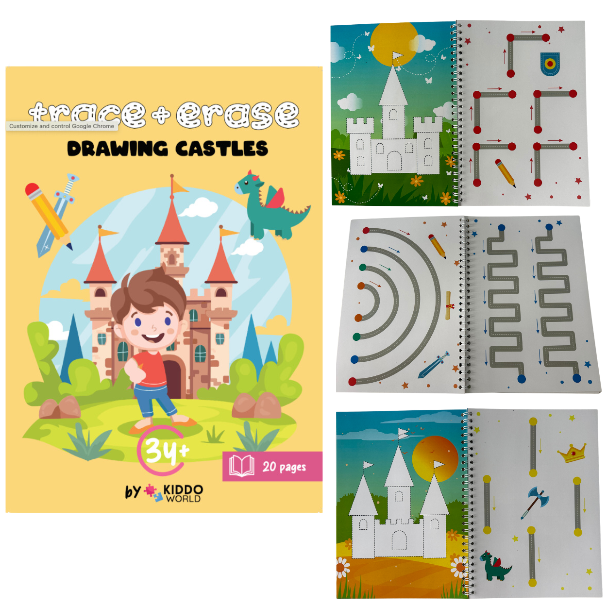 Drawing Castles - Write & Wipe Workbook for Exploring Shapes and Patterns (Ages 3+)