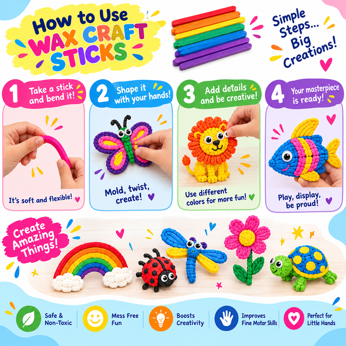 Wikki Stix Magic Waxed Yarn (50-piece set, 3+ years)